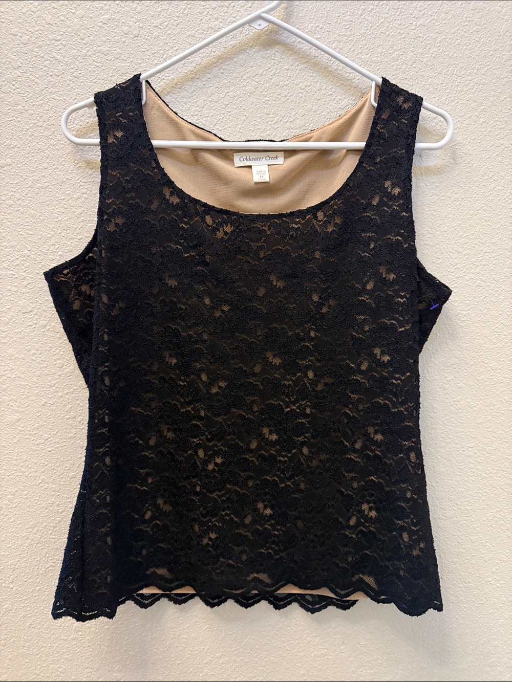 Coldwater Creek Black Lace Camisole with Nude Lining